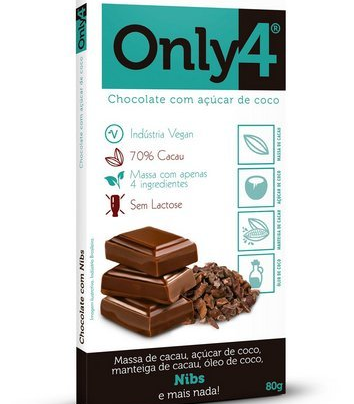 Barra de chocolate 80gr Only4 70% nibs