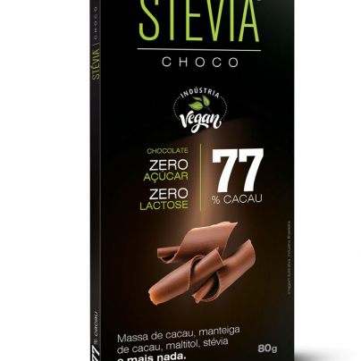 Barra de chocolate 80gr stevia 77%