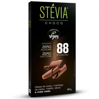 Barra de chocolate 80gr stevia 88%